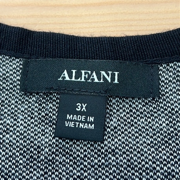Alfani Women’s Knit Jacket Plus Sz 3X Gray & Black Cotton/Rayon Open Front Soft - Picture 2 of 12
